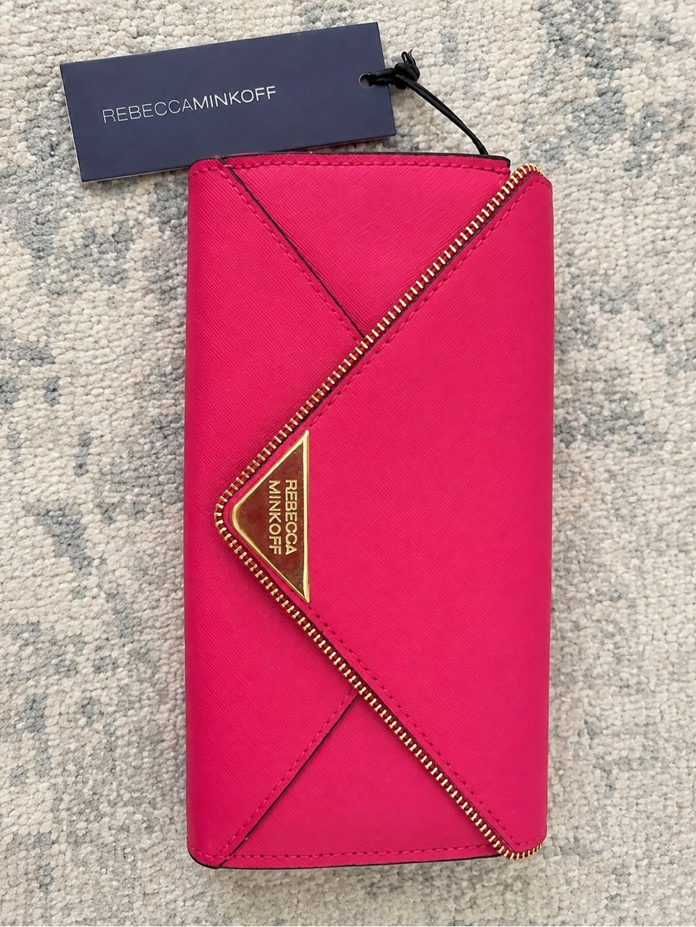 Rebecca Minkoff Hot Pink Envelope Zip-Around Wallet
